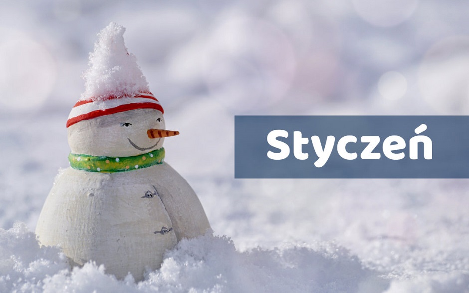 Mały bałwanek wita styczeń